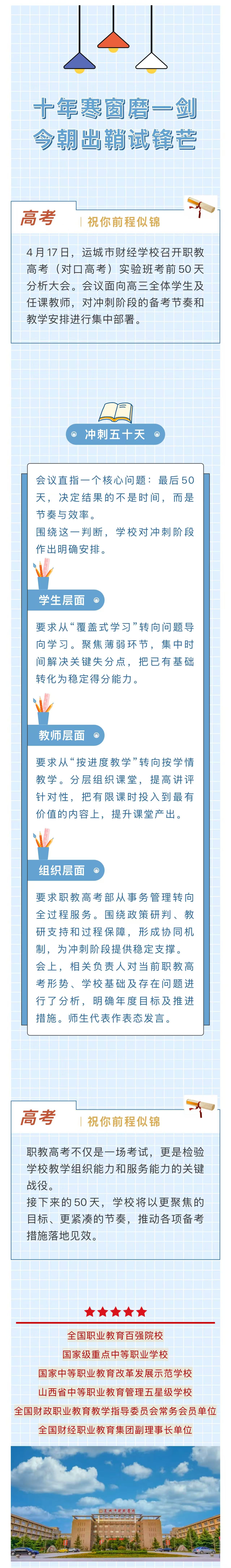冲刺50天，方向已定：运城市财经学校部署职教高考攻坚行动(图1)